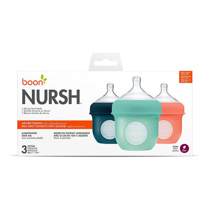Boon NURSH Silicone Pouch Bottle 3-pack, 4OZ - Mint - B11343