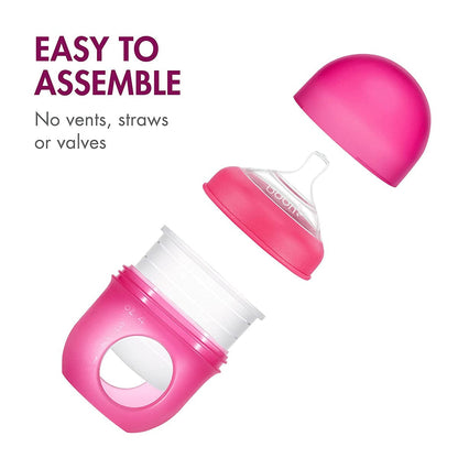 Boon NURSH Silicone Pouch Bottle 3-pack, 4OZ - Pink - B11229A4