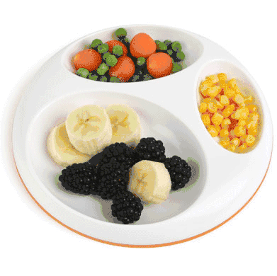 Boon Saucer Stay-put Divided Plate Orange White - 381