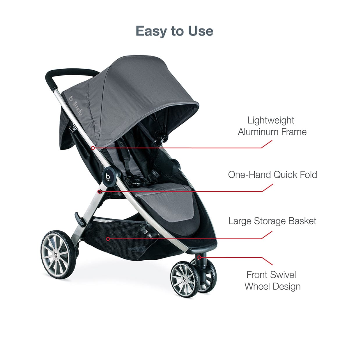 Britax B-Lively & B-Safe Gen2 Travel System - Greystone (SafeWash) - S12776200
