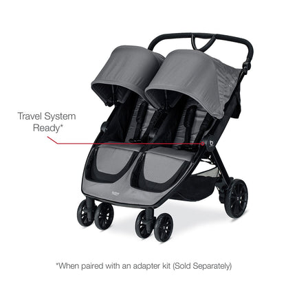 Britax B-Lively Double Stroller + B-Safe Gen2 Travel System - Dove / Black - U761912-E1C732C-S11277000