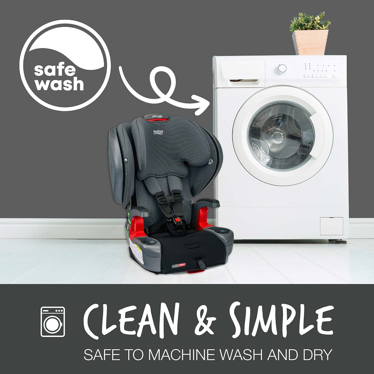 Britax Grow With You ClickTight Plus Harness Booster Car Seat - Black Ombre