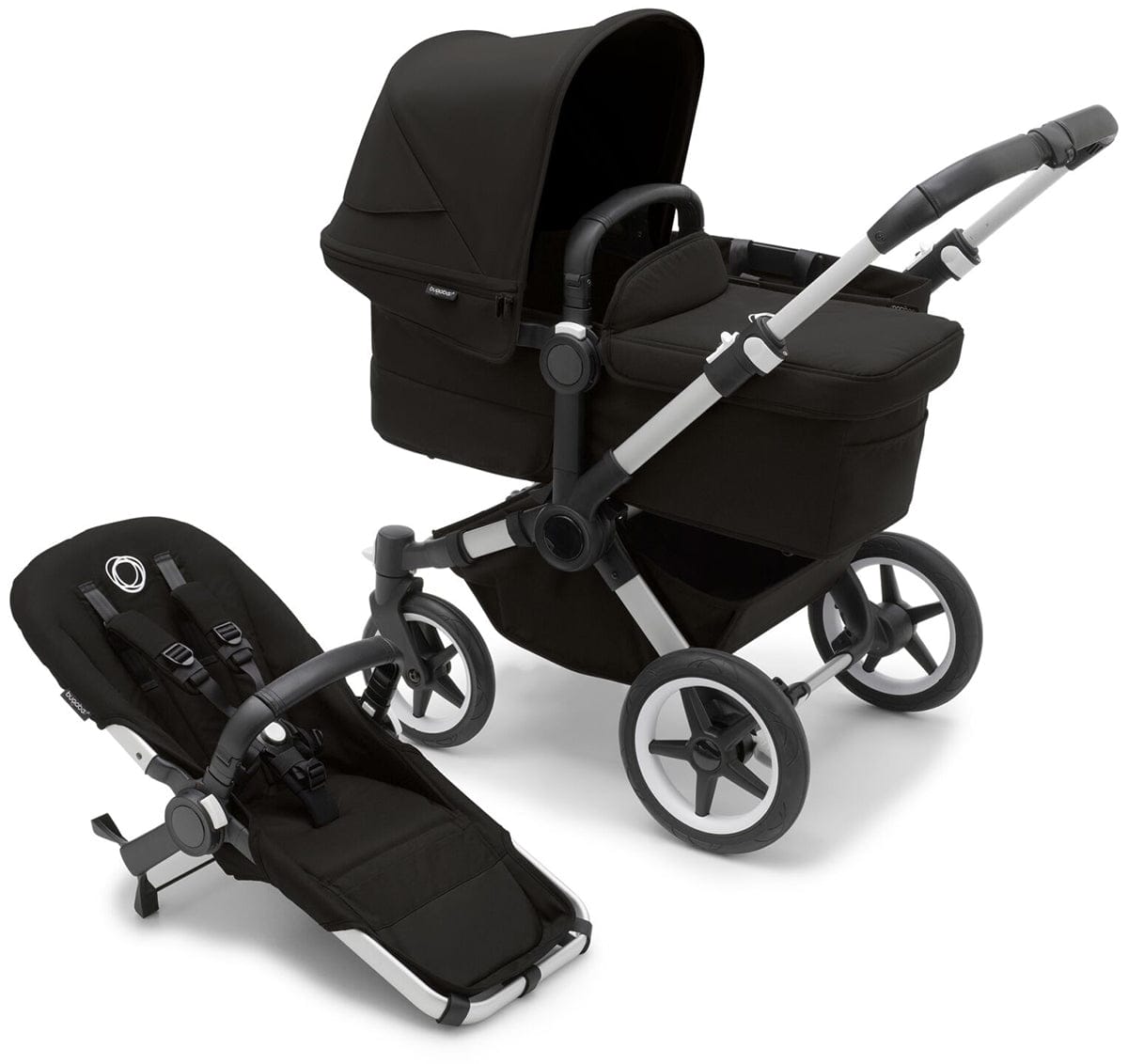 Bugaboo Donkey 5 Mono Complete Single-to-Double Stroller - Aluminum / Midnight Black / Midnight Black