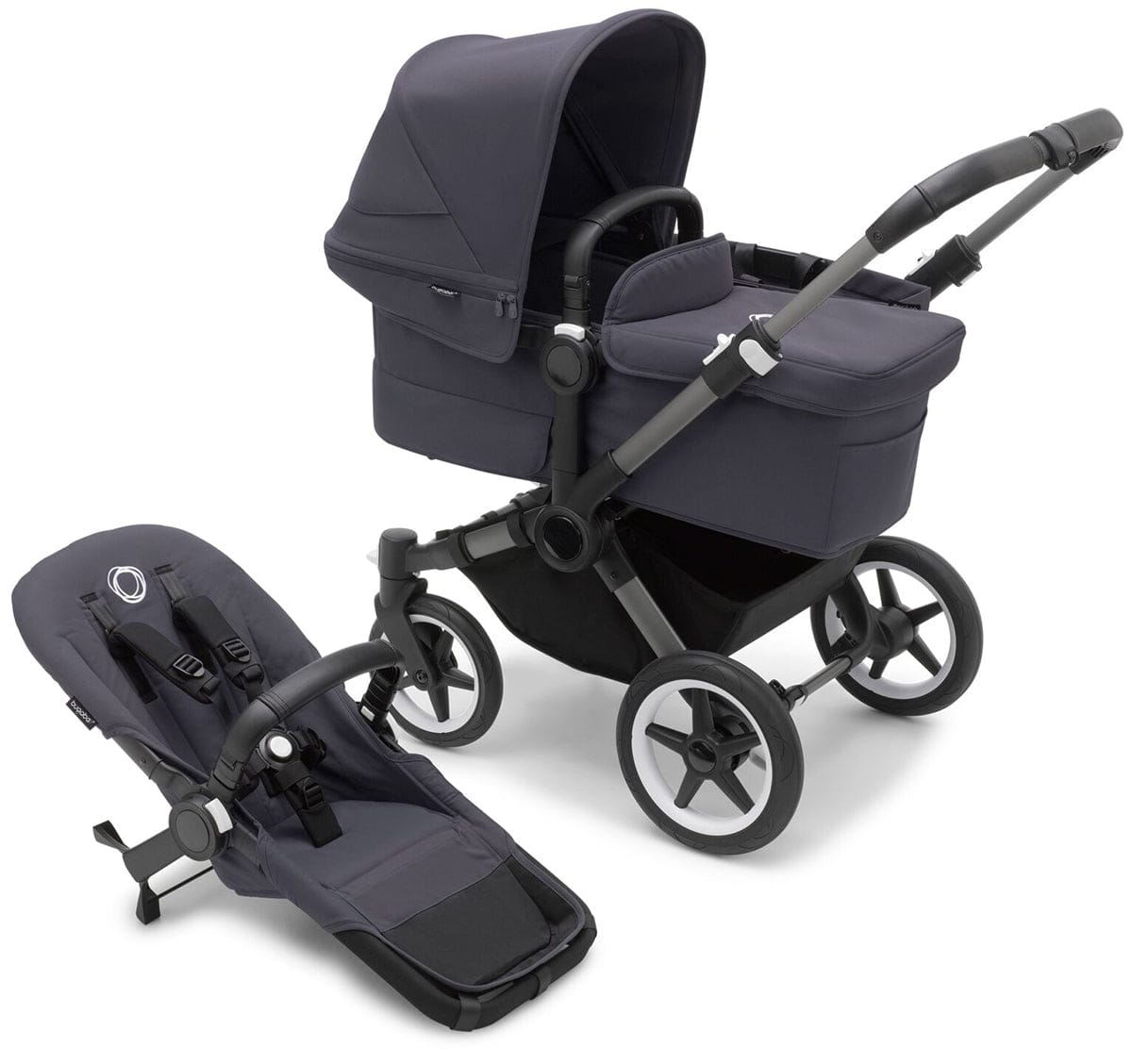 Bugaboo Donkey 5 Mono Complete Single-to-Double Stroller - Graphite / Stormy Blue / Stormy Blue