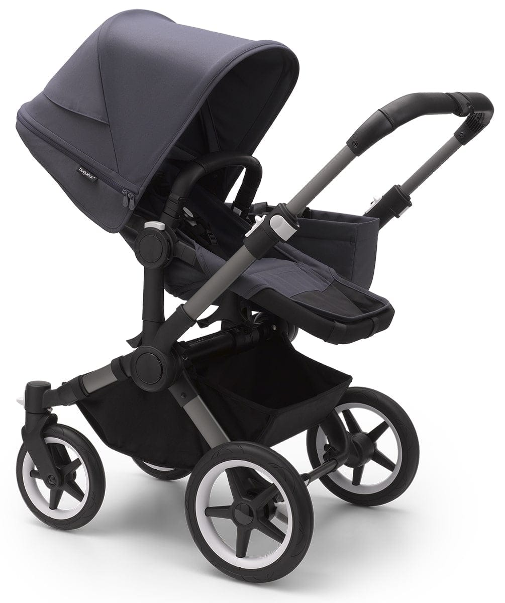 Bugaboo Donkey 5 Mono Complete Single-to-Double Stroller Bundle - Black / Midnight Black / Stormy Blue