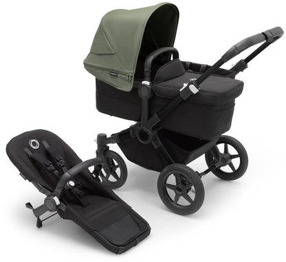 Bugaboo Donkey 5 Mono Complete Single-to-Double Stroller Bundle - Black / Midnight Black / Forest Green