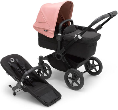 Bugaboo Donkey 5 Mono Complete Single-to-Double Stroller Bundle - Black / Midnight Black / Morning Pink
