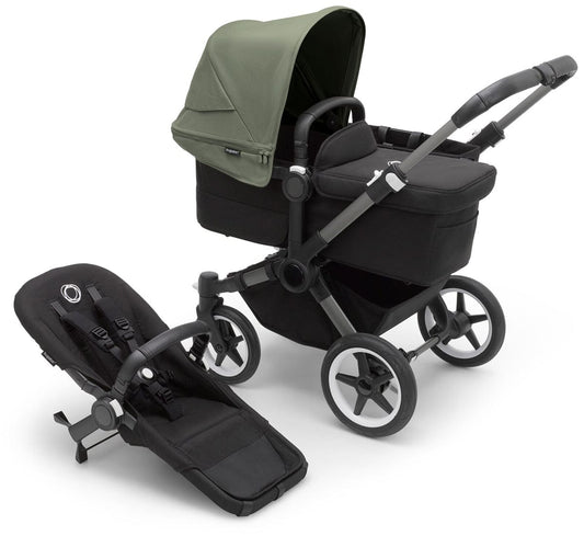 Bugaboo Donkey 5 Mono Complete Single-to-Double Stroller Bundle - Graphite / Midnight Black / Forest Green