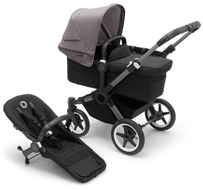 Bugaboo Donkey 5 Mono Complete Single-to-Double Stroller Bundle - Graphite / Midnight Black / Grey Melange