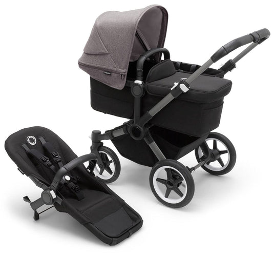 Bugaboo Donkey 5 Mono Complete Single-to-Double Stroller Bundle - Graphite / Midnight Black / Grey Melange