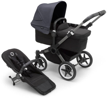 Bugaboo Donkey 5 Mono Complete Single-to-Double Stroller Bundle - Graphite / Midnight Black / Stormy Blue