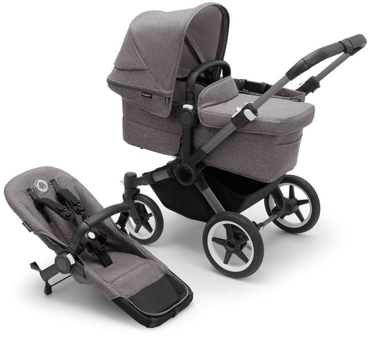 Bugaboo Donkey 5 Mono Complete Single-to-Double Stroller Bundle - Graphite / Grey Melange / Grey Melange