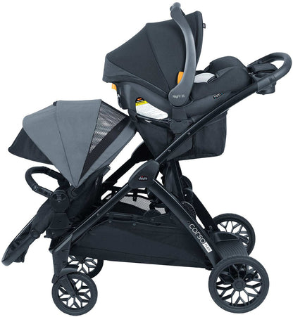 Chicco Corso Flex Sibling Double Stroller Travel System Bundle - Legend - DBL-08087008180070-08079737180070