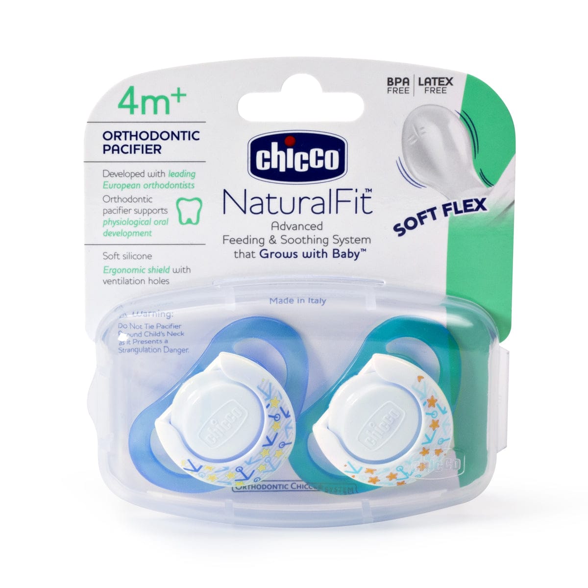 Chicco Hard Shield Orthodontic Pacifiers - Blue - 4M+ - 00005721000070