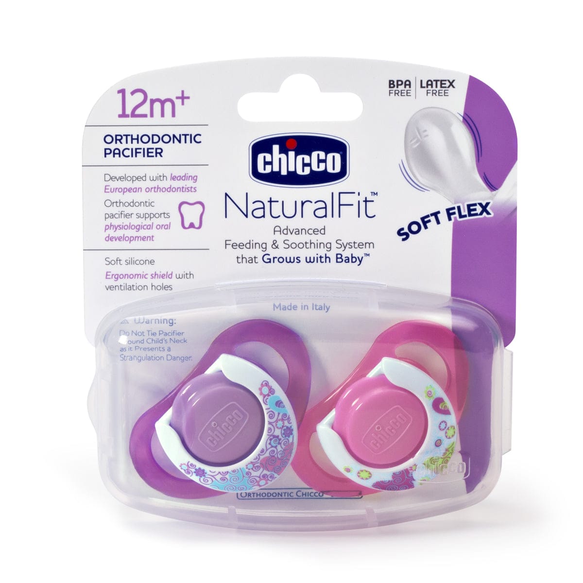 Chicco Hard Shield Orthodontic Pacifiers - Pink - 12M+ - 00005718000070