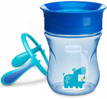 Chicco NaturalFit 7oz 360 Rim Trainer Cup with Handles - Blue - 00006951200070