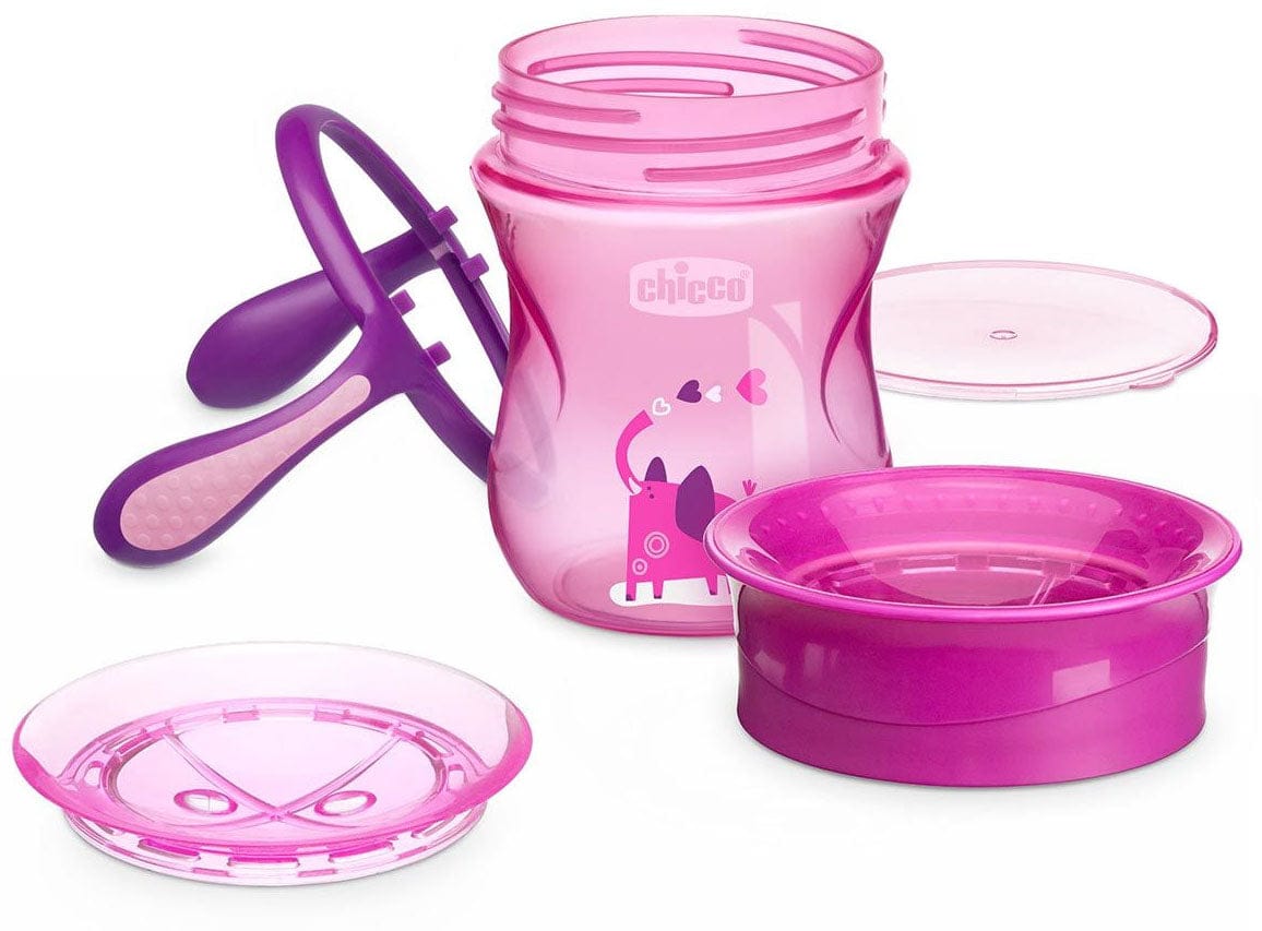 Chicco NaturalFit 7oz 360 Rim Trainer Cup with Handles - Pink - 00006951100070