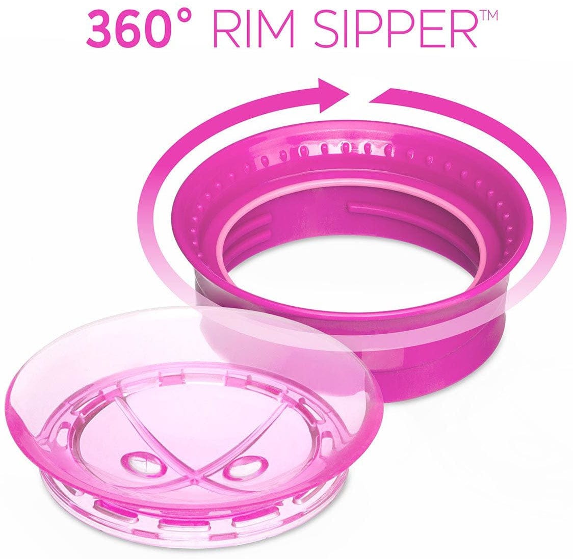 Chicco NaturalFit 7oz 360 Rim Trainer Cup with Handles - Pink - 00006951100070