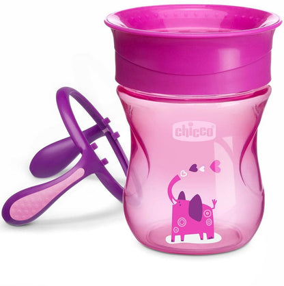 Chicco NaturalFit 7oz 360 Rim Trainer Cup with Handles - Pink - 00006951100070