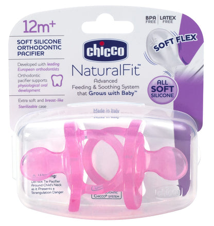 Chicco Soft Silicone Orthodontic Pacifiers - Pink - 12M+ - 2713100070