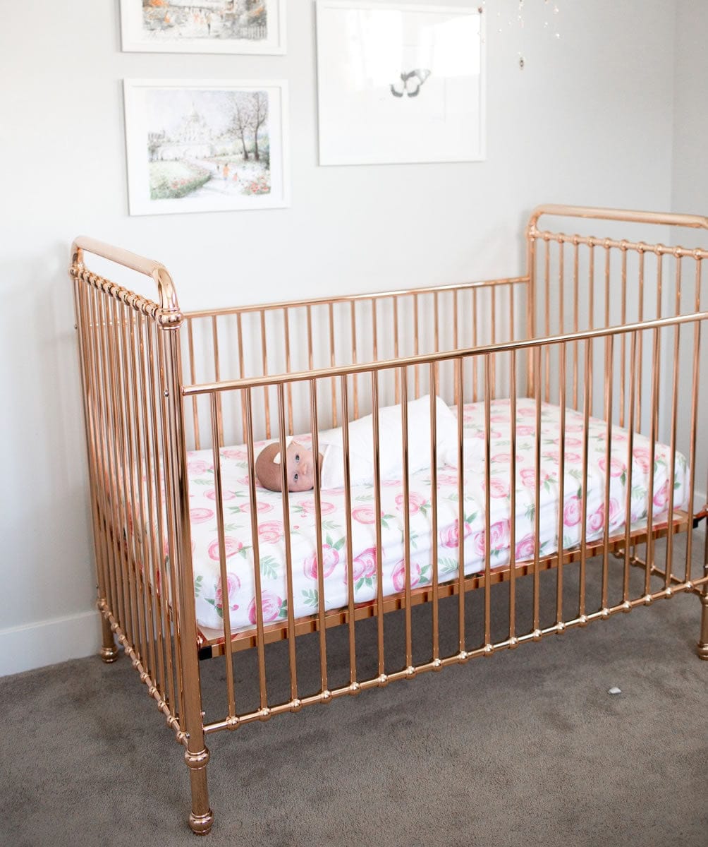 Copper Pearl Cotton Fitted Crib Sheet - Grace - X001861NZH