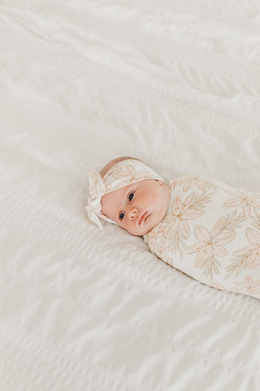 Copper Pearl Knit Headband Bow - Kiana