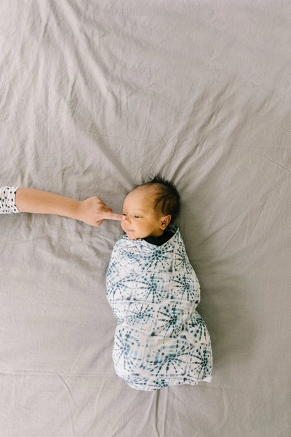 Copper Pearl Knit Swaddle Blanket - Indigo