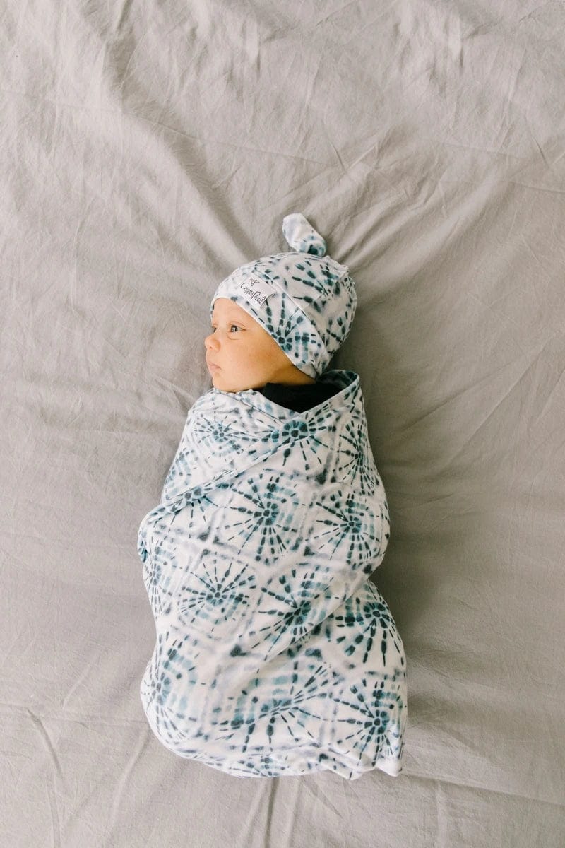 Copper Pearl Knit Swaddle Blanket - Indigo