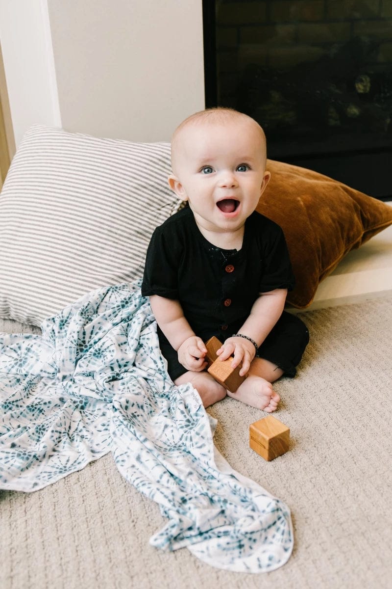 Copper Pearl Knit Swaddle Blanket - Indigo