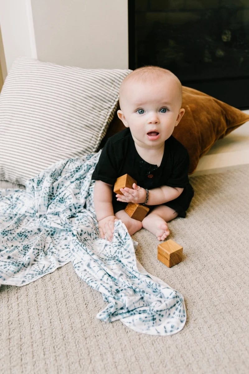 Copper Pearl Knit Swaddle Blanket - Indigo