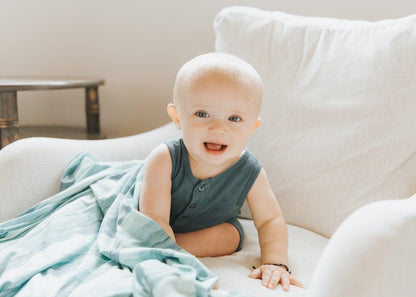 Copper Pearl Knit Swaddle Blanket - Waves