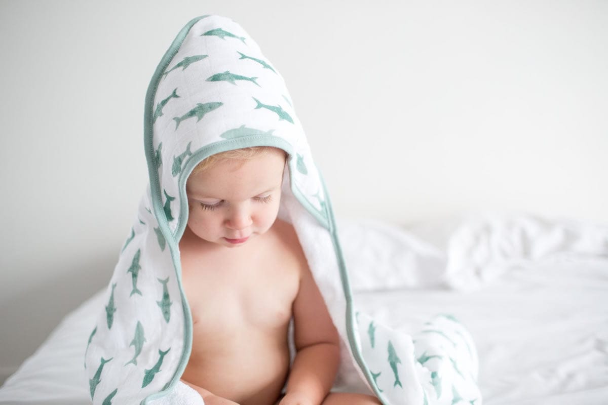 Copper Pearl Muslin Hooded Towel - Pacific - X0019IEMLV