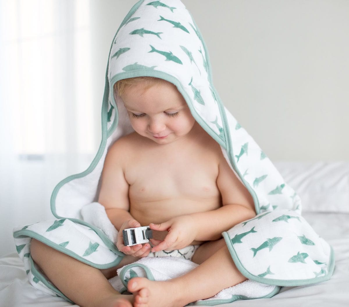 Copper Pearl Muslin Hooded Towel - Pacific - X0019IEMLV