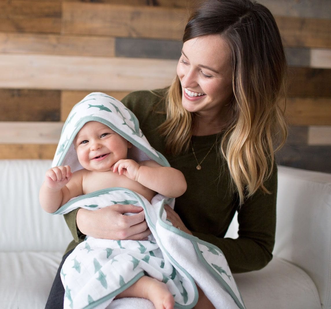 Copper Pearl Muslin Hooded Towel - Pacific - X0019IEMLV