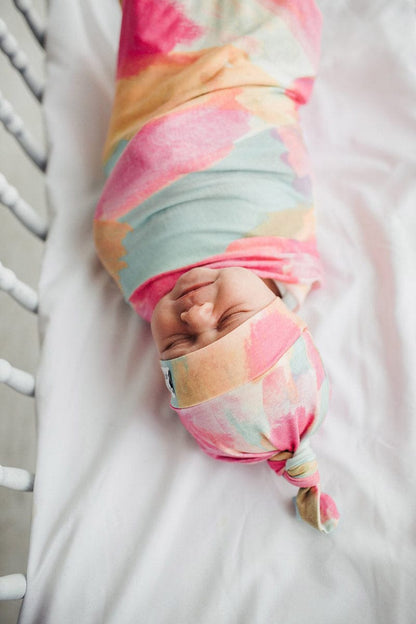 Copper Pearl Newborn Top Knot Hat - Monet - X001ML0NI1