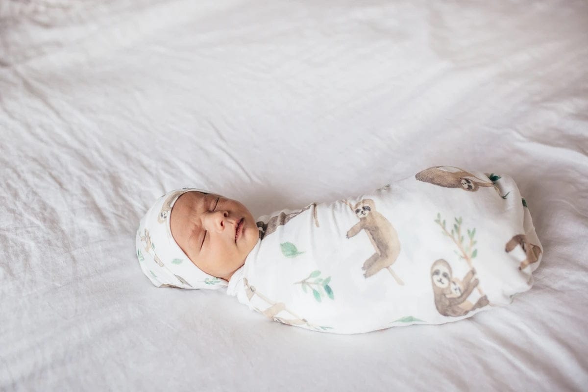 Copper Pearl Newborn Top Knot Hat - Noah - X001TDR0SD