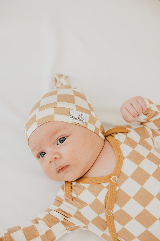 Copper Pearl Newborn Top Knot Hat - Rad