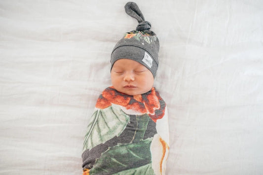 Copper Pearl Newborn Top Knot Hat - Raven