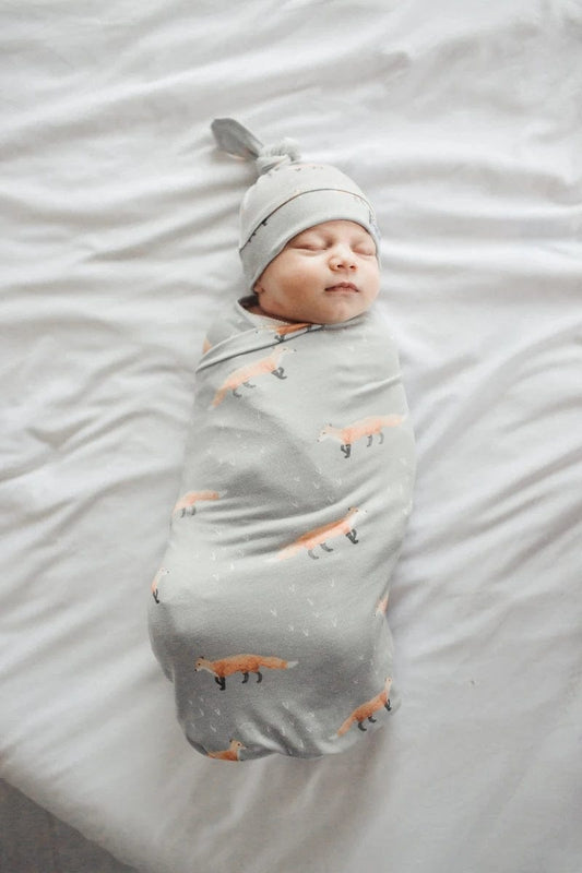 Copper Pearl Newborn Top Knot Hat - Swift