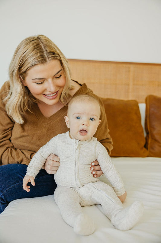 Copper Pearl Zip-up Footie - Oat (0-3M) - X003QERJ57