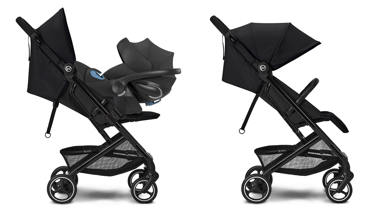 Cybex Beezy 2 Compact Stroller + Aton 2 SensorSafe Travel System Bundle - Moon Black / Lavastone Black - 522001711-519003595