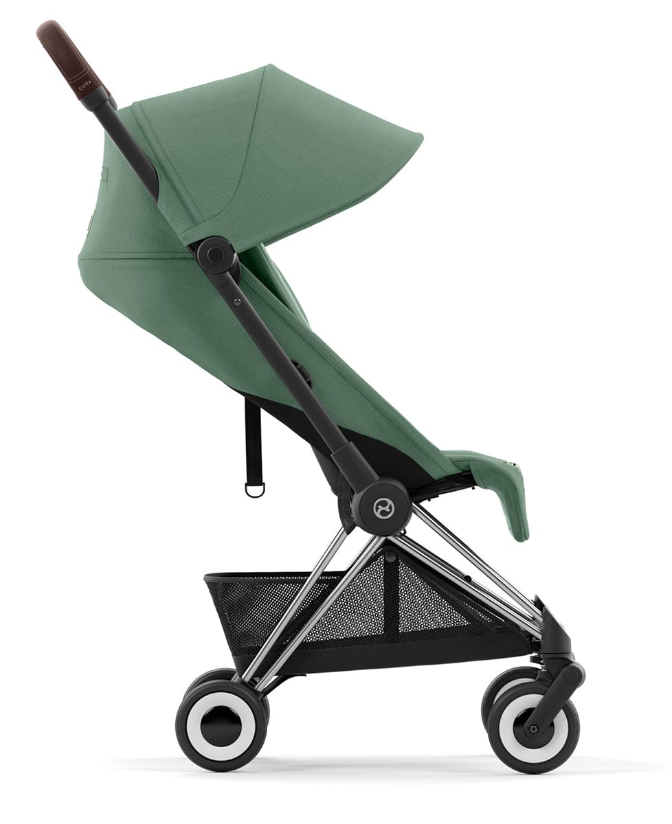 Cybex COYA Compact Stroller - Chrome / Dark Brown / Leaf Green - 522004433