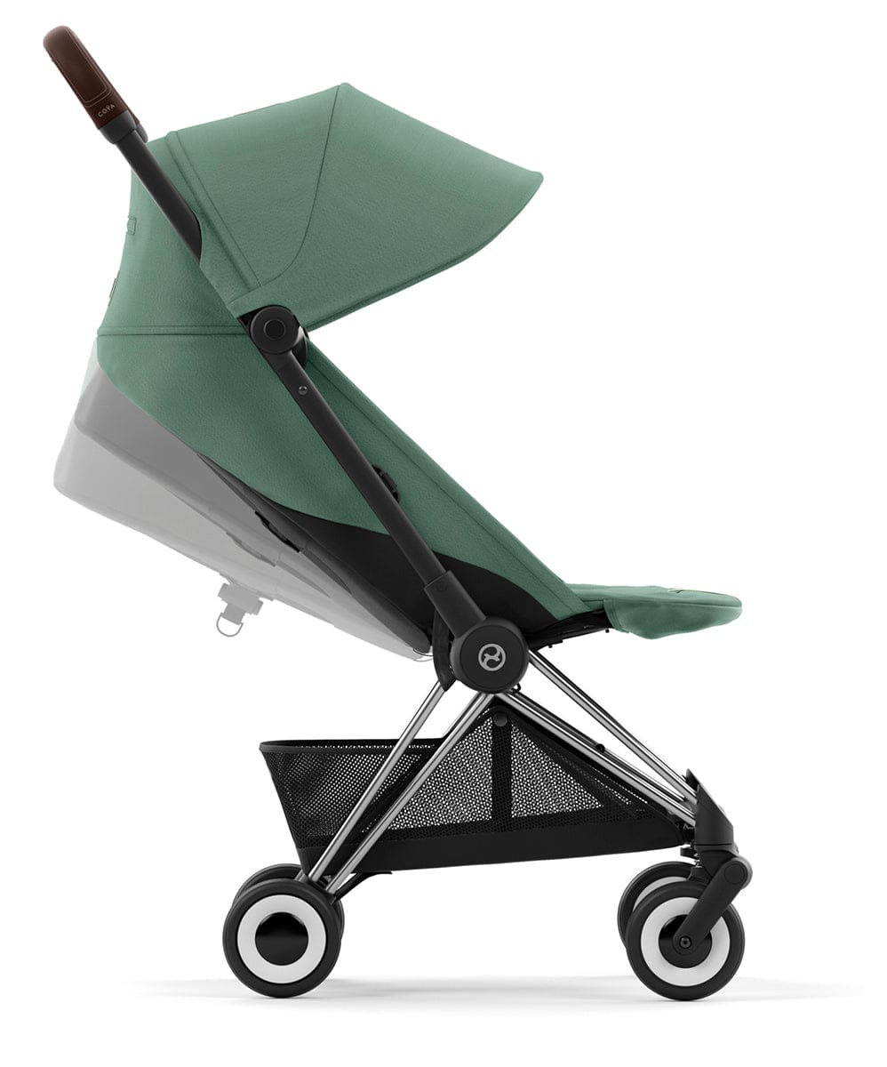 Cybex COYA Compact Stroller - Chrome / Dark Brown / Leaf Green - 522004433