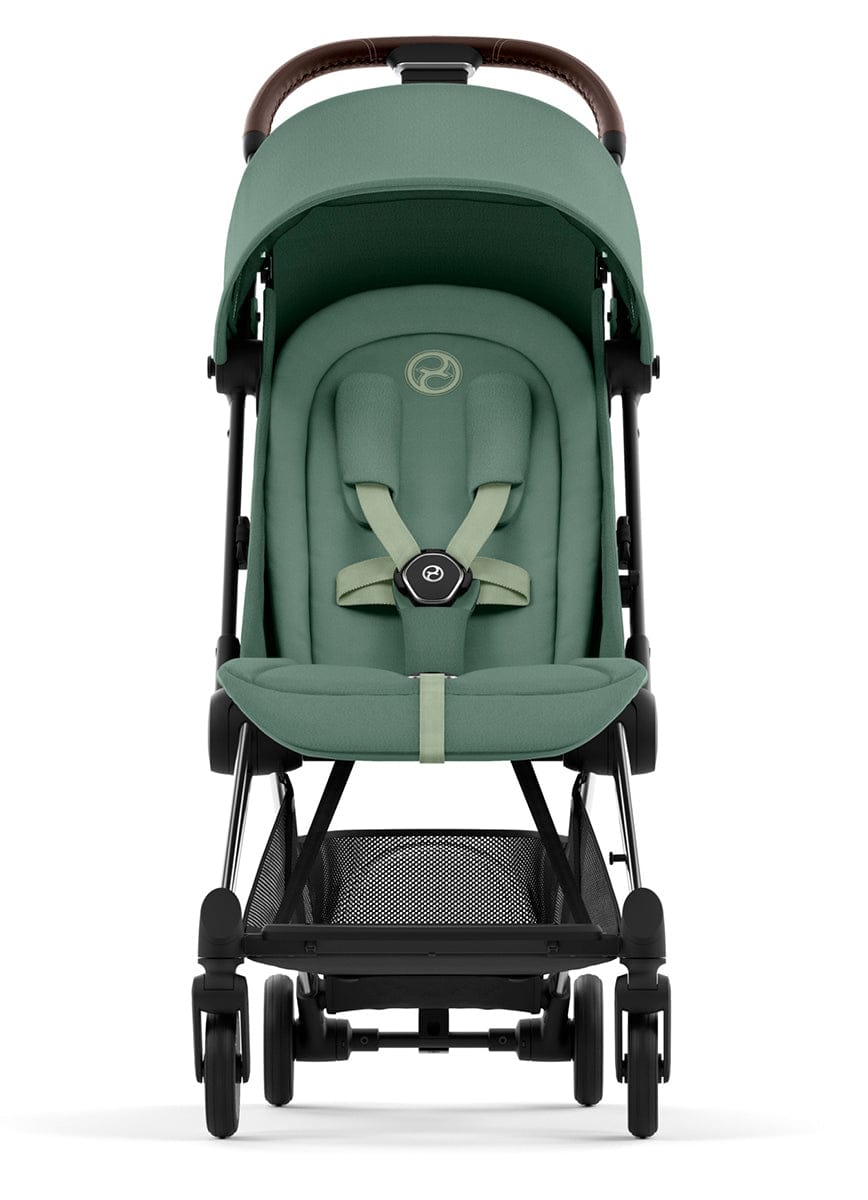 Cybex COYA Compact Stroller - Chrome / Dark Brown / Leaf Green - 522004433