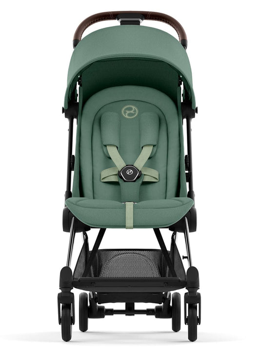 Cybex COYA Compact Stroller - Chrome / Dark Brown / Leaf Green - 522004433