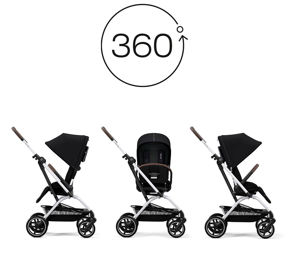 Cybex Eezy S Twist +2 V2 Stroller + Aton 2 Sensorsafe Travel System Bundle - Moon Black / Lavastone Black
