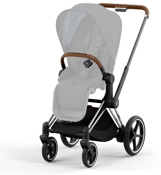 Cybex ePriam 2 Electronic Assist Stroller Frame - Chrome / Brown - 521003941