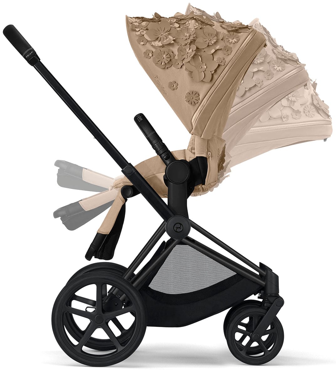Cybex ePriam Complete Stroller Bundle - Simply Flowers - Nude Beige - 519002649-SF-BEIGE