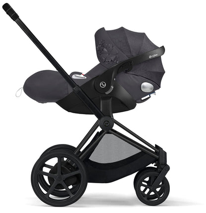 Cybex ePriam with Lux Bassinet + Cloud Q Travel System Bundle - Simply Flowers - Dream Grey - TRVL-519002649-B-SF-GREY