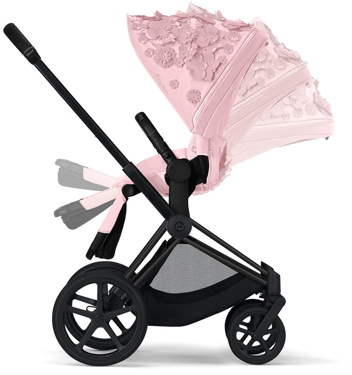 Cybex ePriam with Lux Bassinet + Cloud Q Travel System Bundle - Simply Flowers - Pale Blush - TRVL-519002649-B-SF-BLUSH